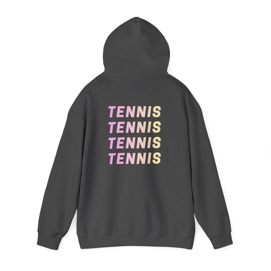 Women's Hoodie Sweatshirt — Ombre 'TENNIS' Repeating Back Print