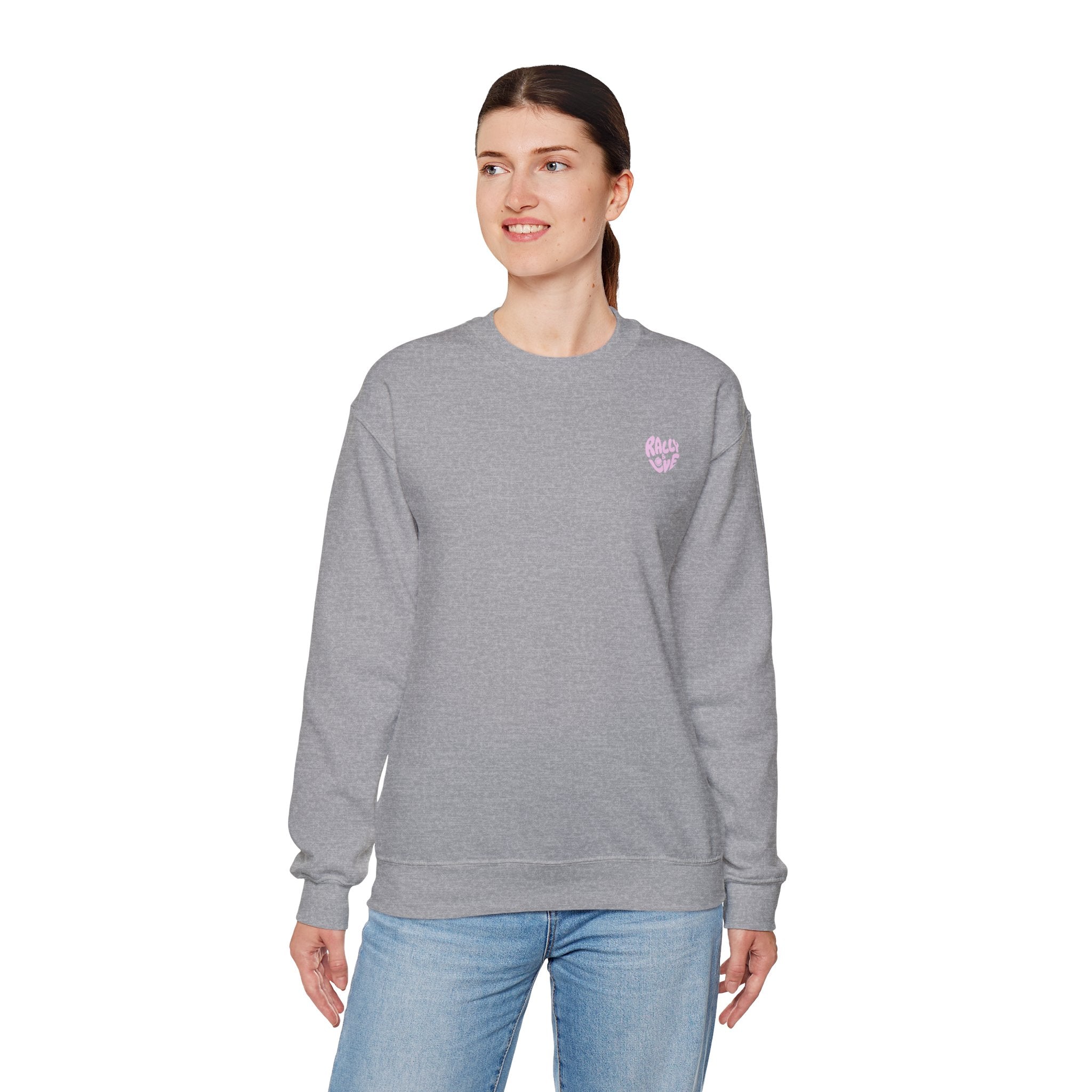 Women's Crewneck Sweatshirt - 'Tennis' Heart (R&L logo pink)
