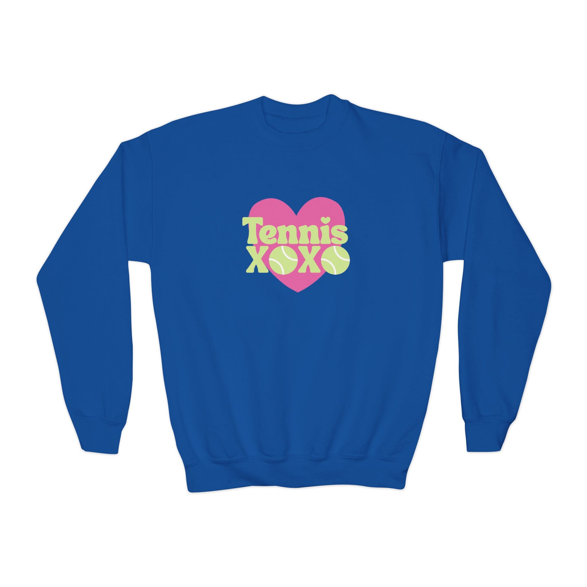 Girl Junior's Crewneck Sweatshirt — Pink Heart “Tennis XOXO” Graphic sweatshirt