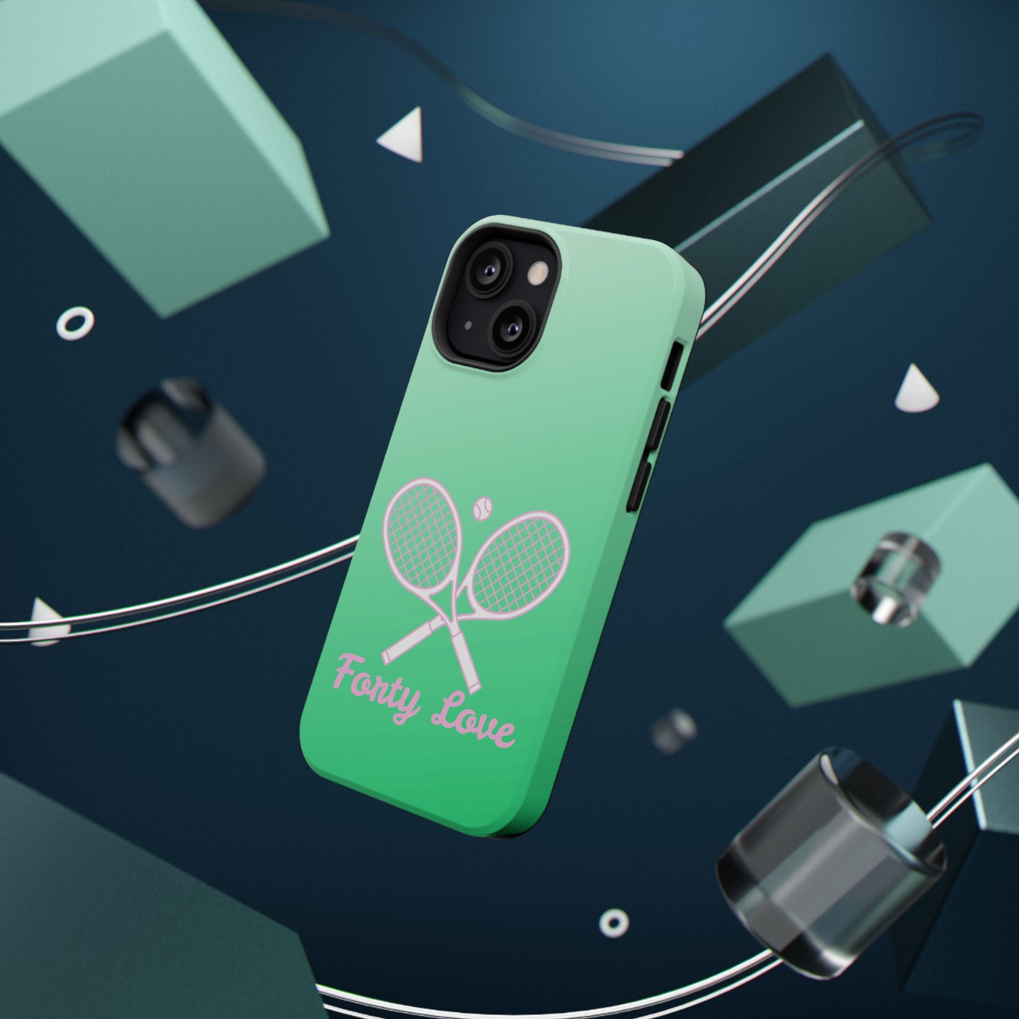 Tennis Impact-Resistant Phone Case — 'Forty Love', Green Gradient