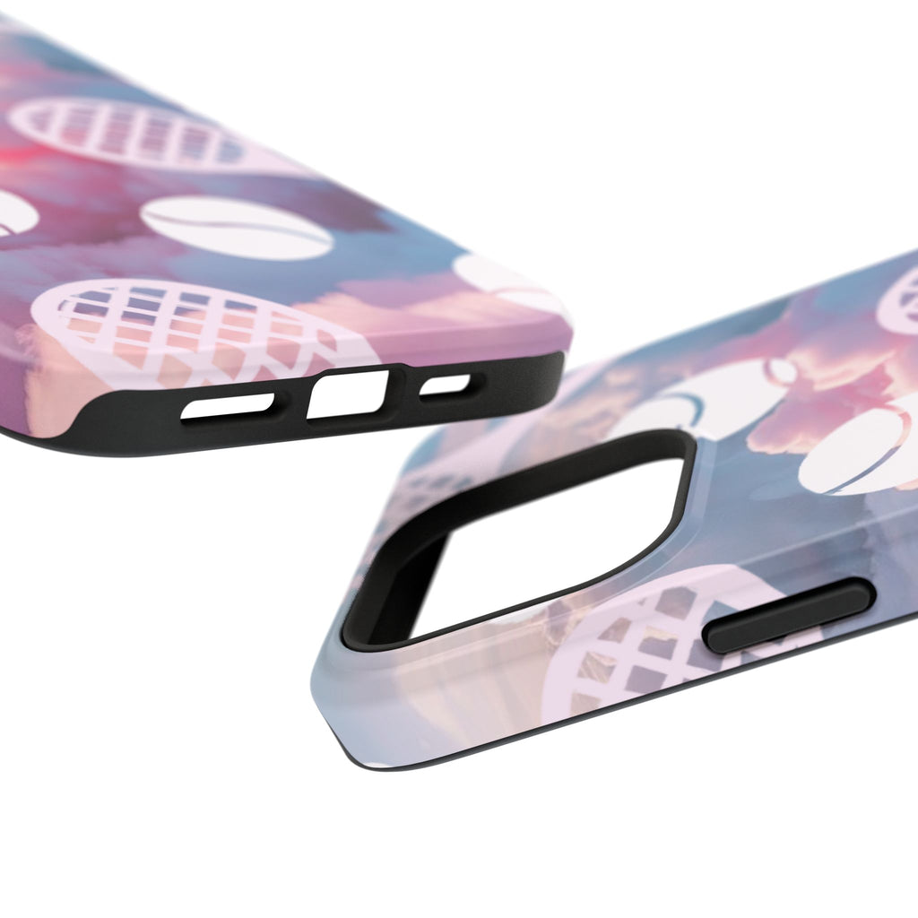 Tennis Impact-Resistant Phone Case — Tennis Rackets & Balls on Cloudscape