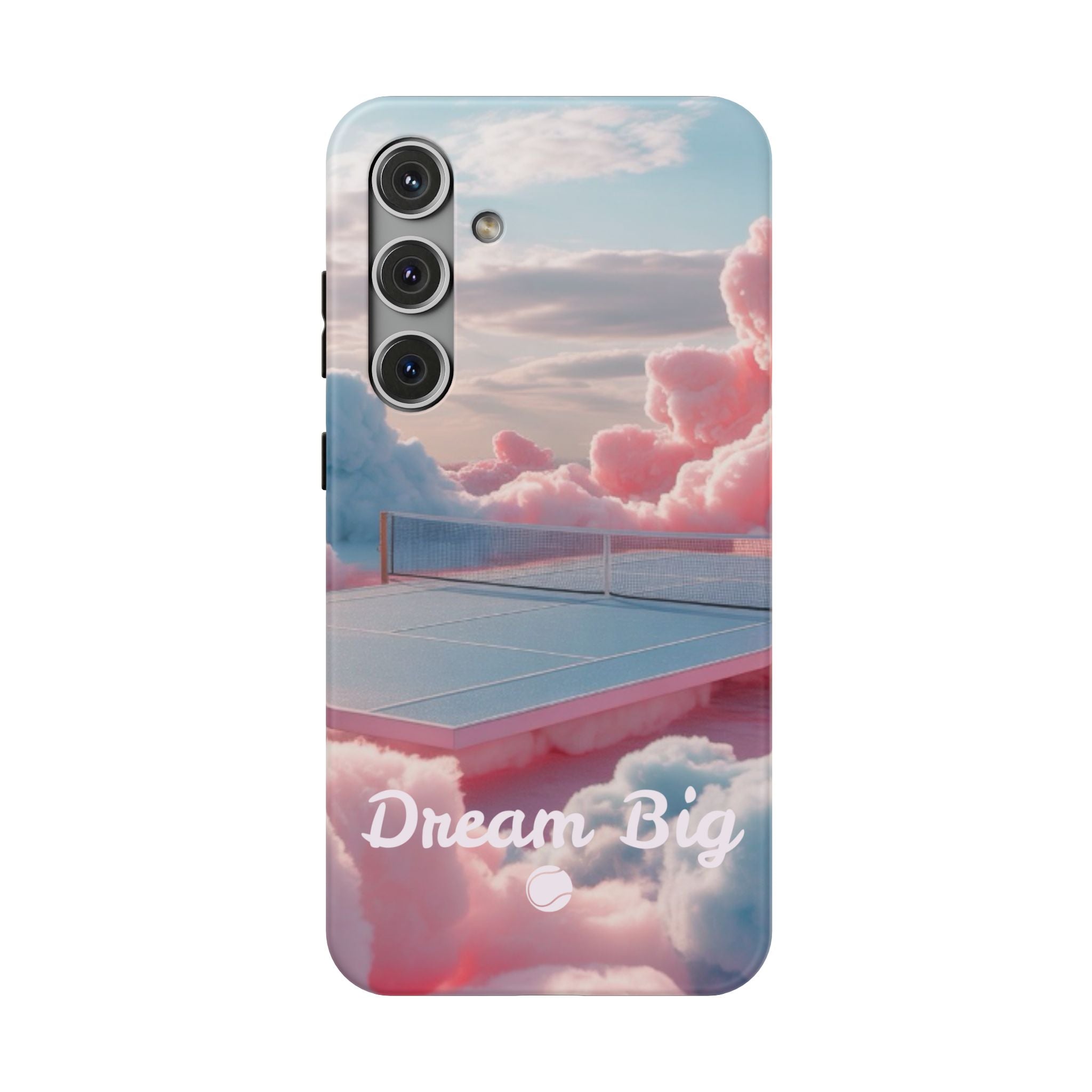 Tennis Impact-Resistant Phone Case — 'Dream Big' Pastel Cloud Tennis Court