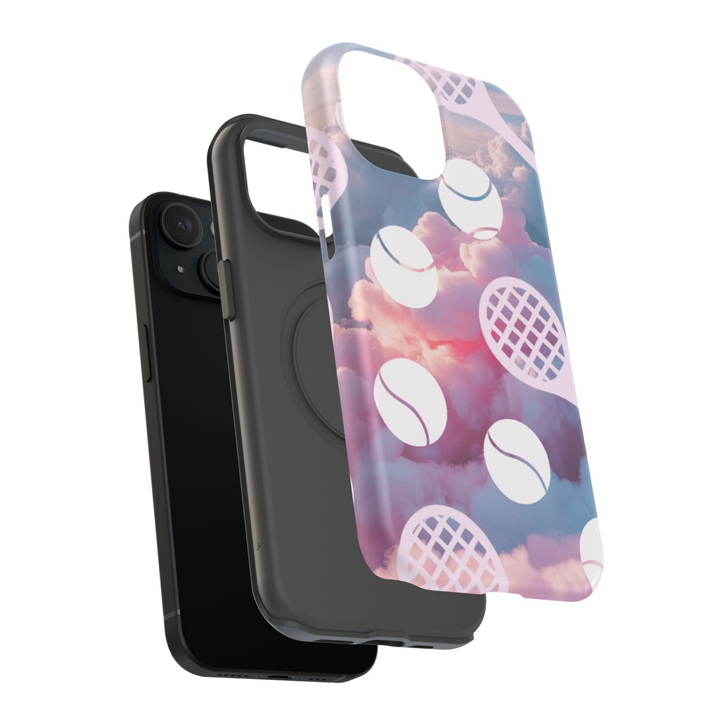 Tennis Impact-Resistant Phone Case — Tennis Rackets & Balls on Cloudscape