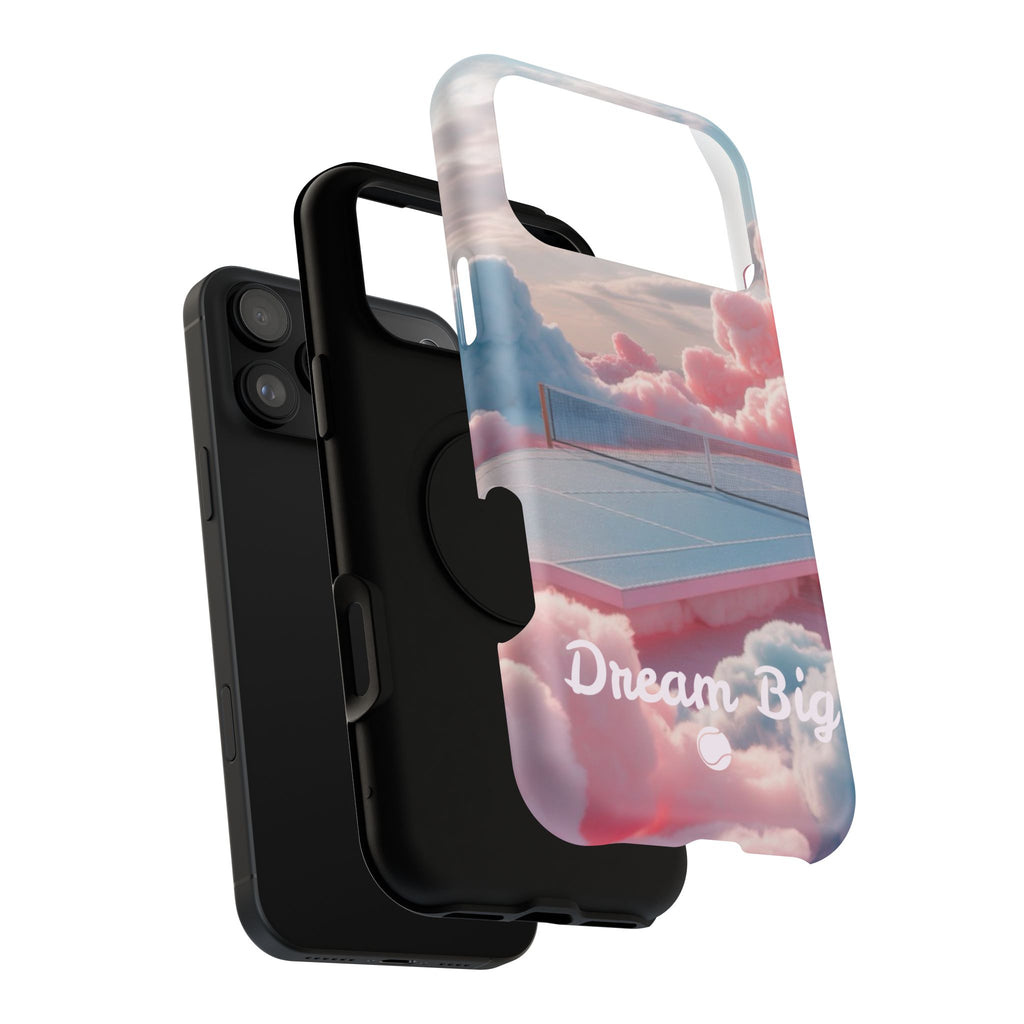 Tennis Impact-Resistant Phone Case — 'Dream Big' Pastel Cloud Tennis Court
