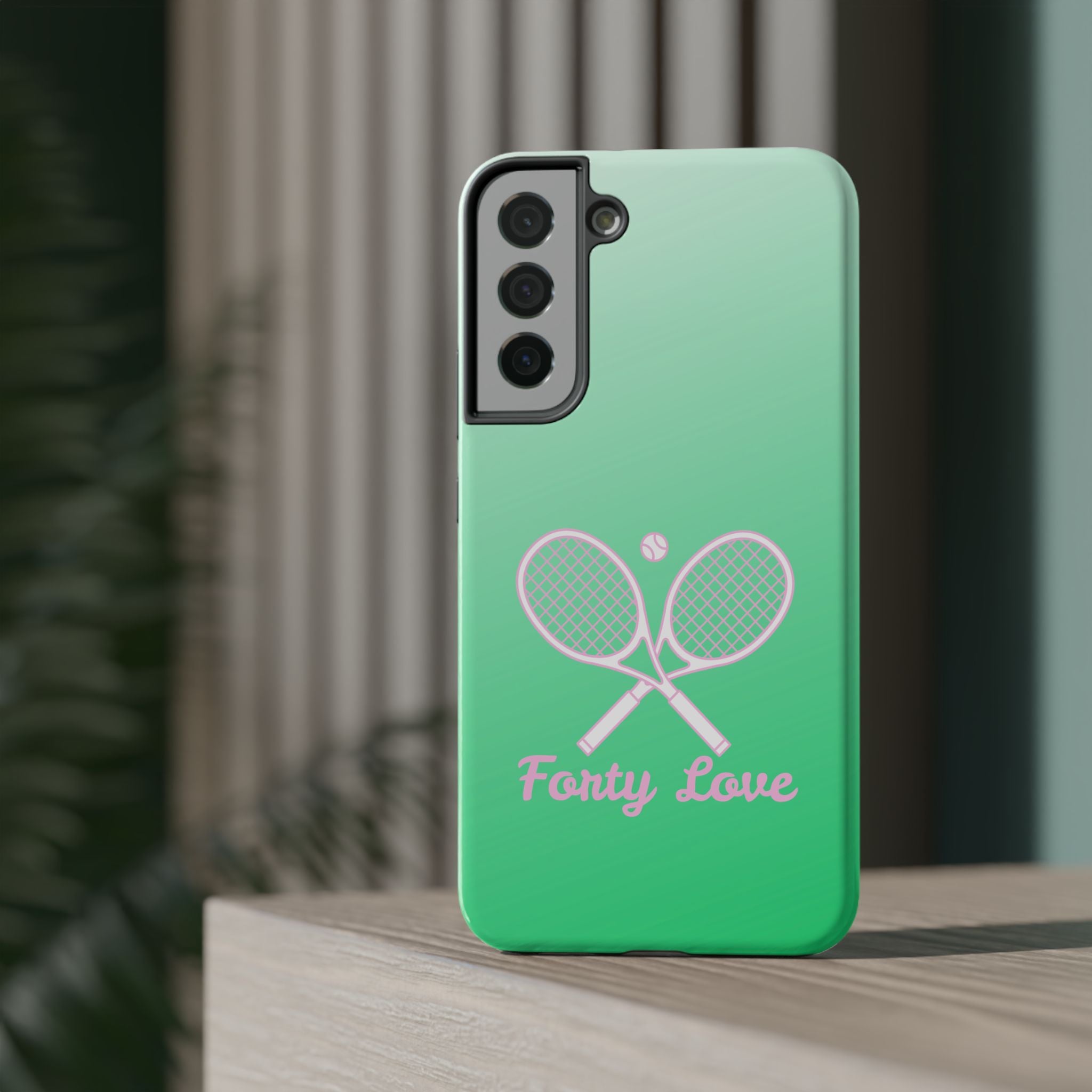 Tennis Impact-Resistant Phone Case — 'Forty Love', Green Gradient