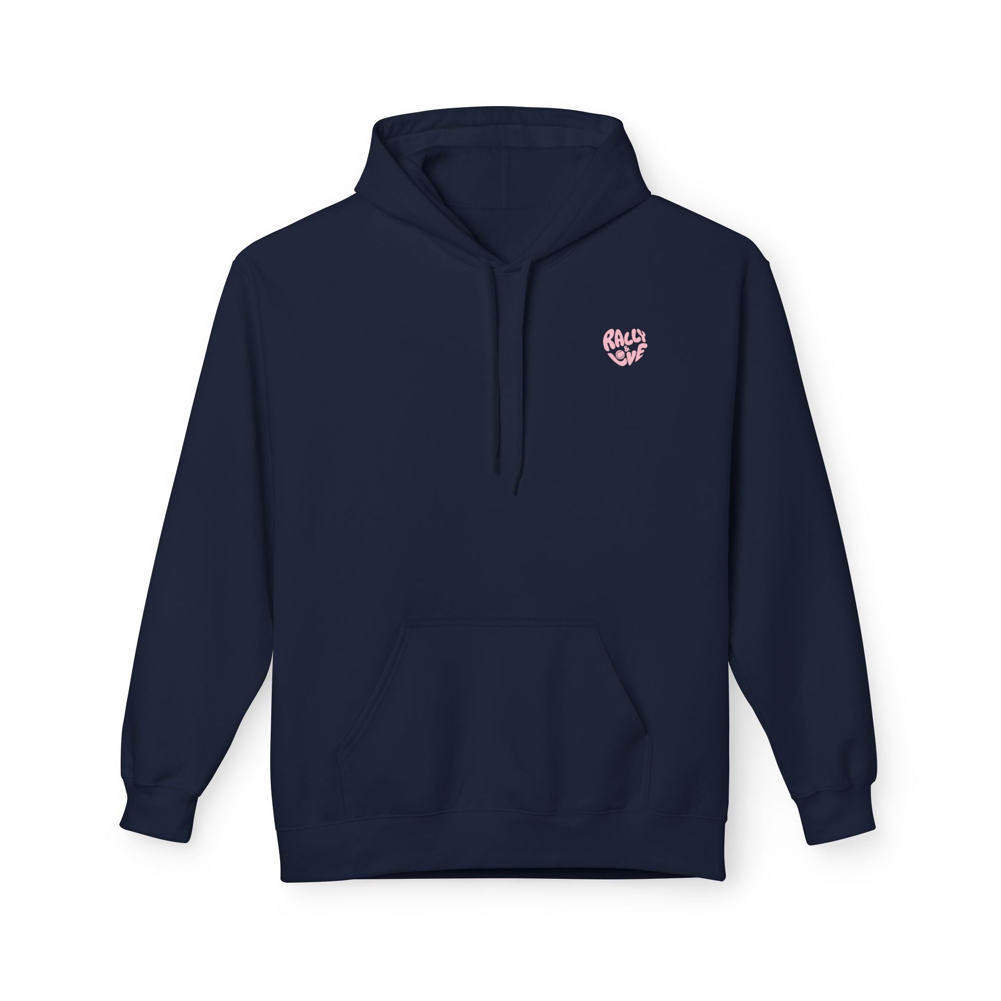 Women's Softstyle Fleece Hoodie sweatshirt - 'Rally & Love' logo, minimalist (pink)