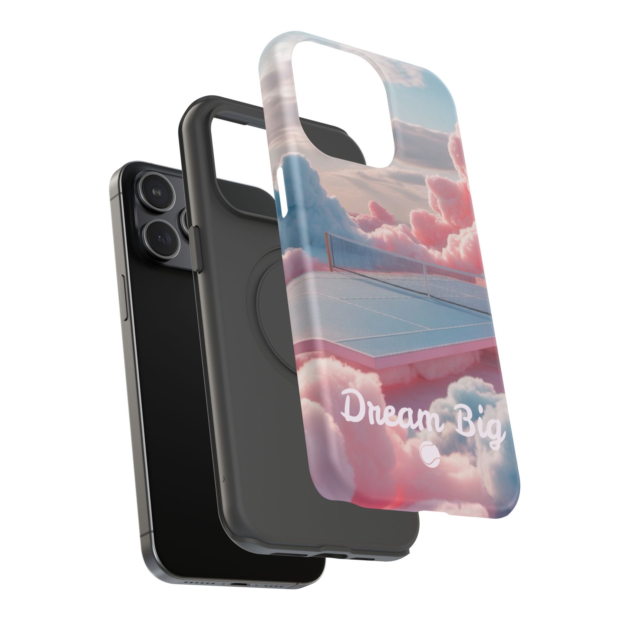 Tennis Impact-Resistant Phone Case — 'Dream Big' Pastel Cloud Tennis Court