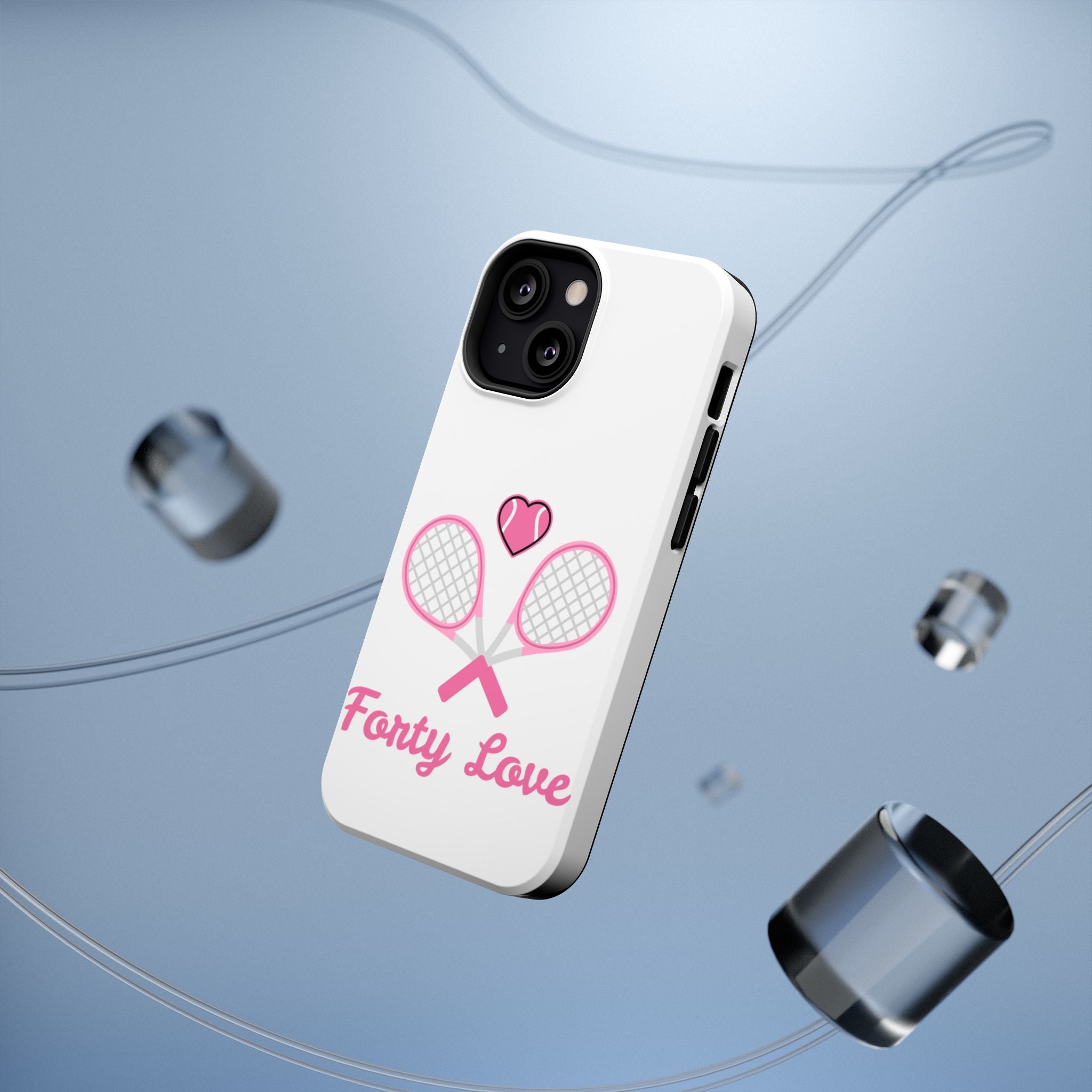 Tennis Impact‑Resistant Phone Case — 'Forty Love', pink/white