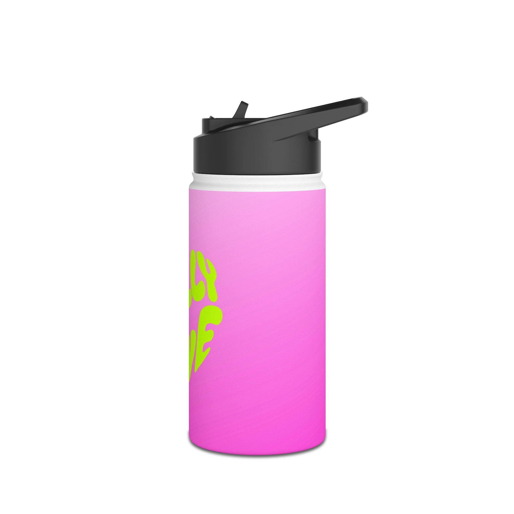 Juniors Stainless Steel Water Bottle, 12 oz — Gradient Pink/Purple "Rally & Love" Sports Bottle