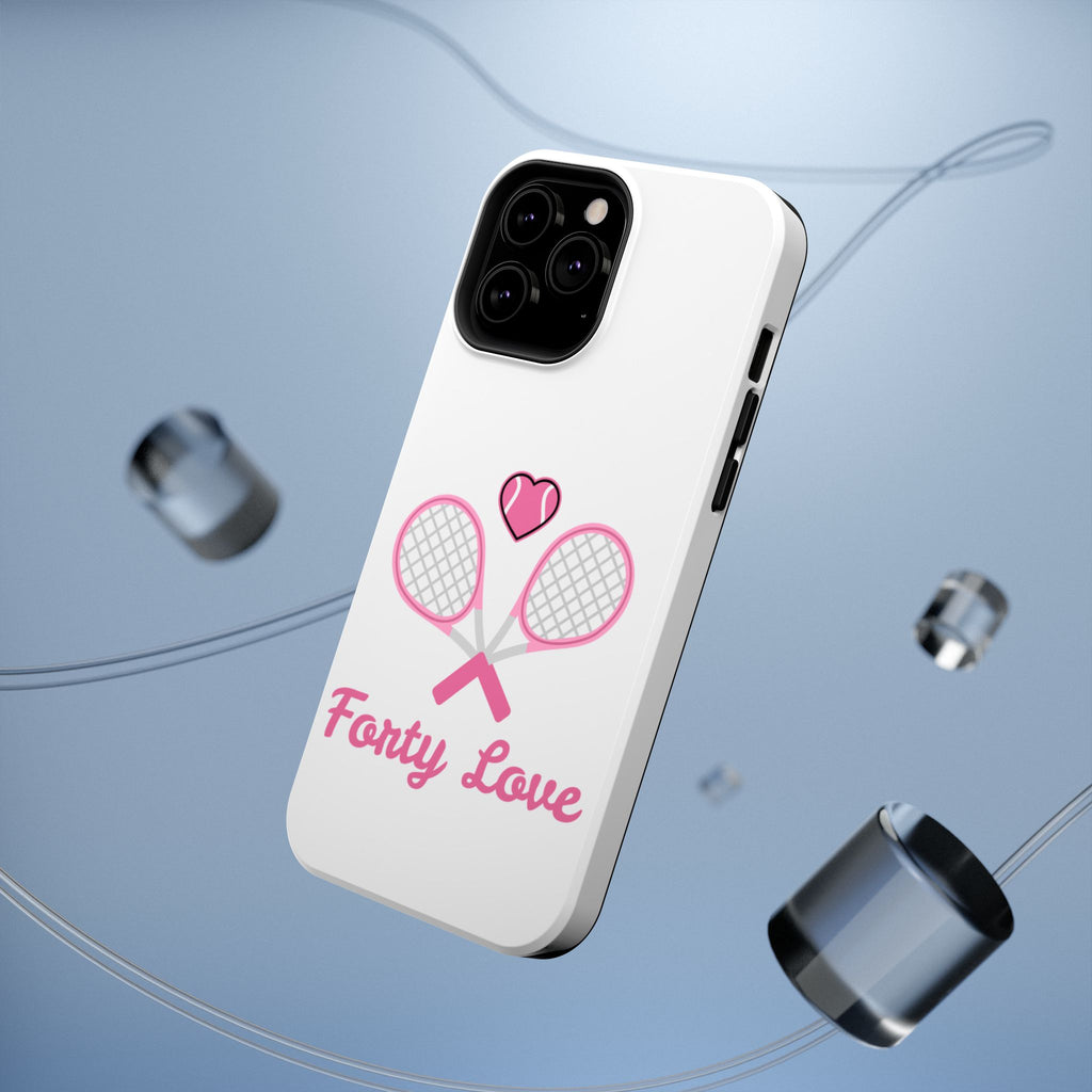 Tennis Impact‑Resistant Phone Case — 'Forty Love', pink/white