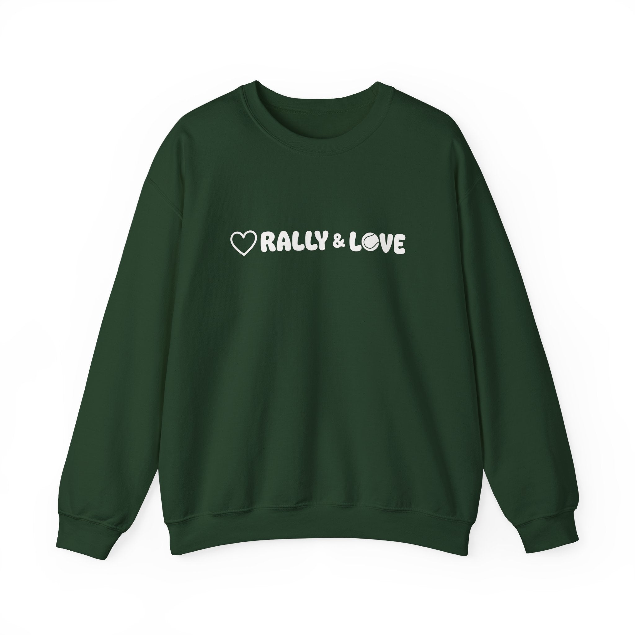 Women's Crewneck Sweatshirt - 'Rally & Love' tennis, soft neutral sweatshirt (cream)