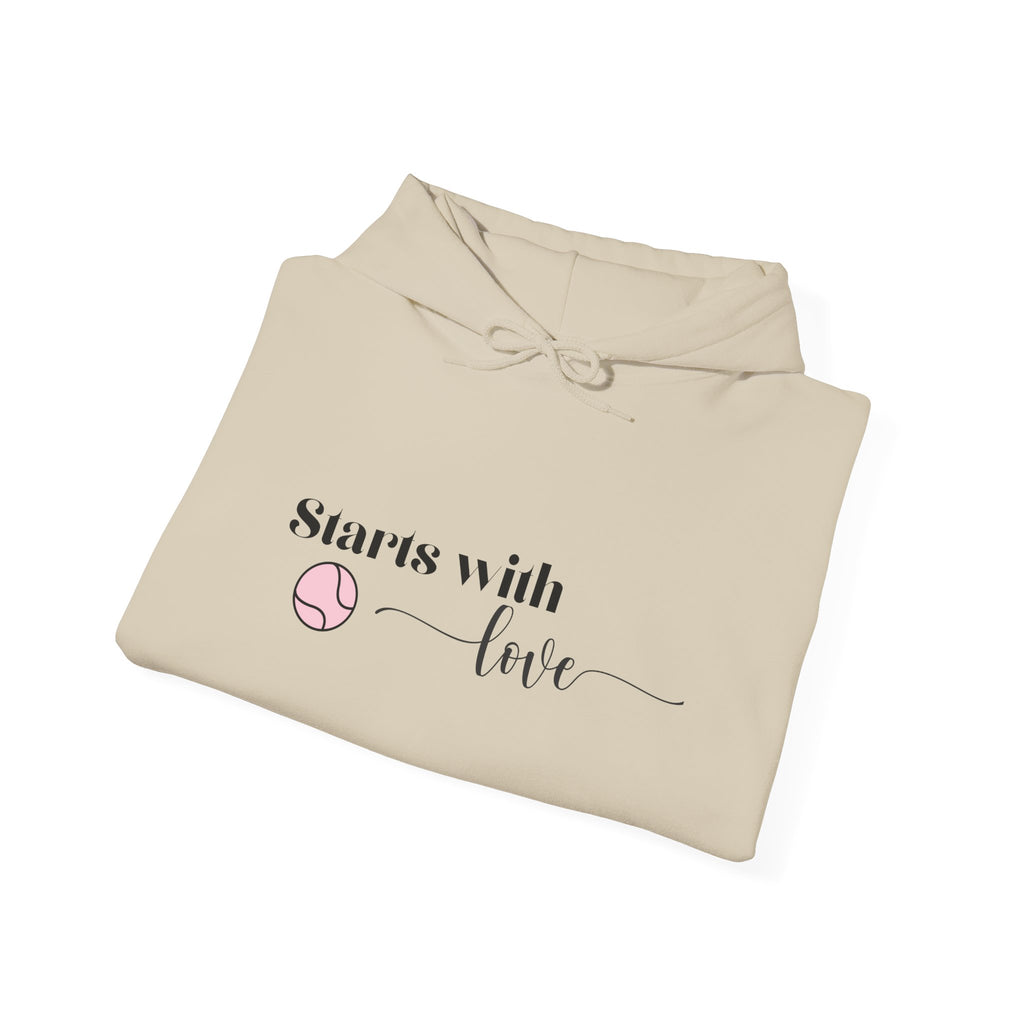 Women's Hoodie Sweatshirt- 'Starts with Love' tennis ball, Sports Graphic