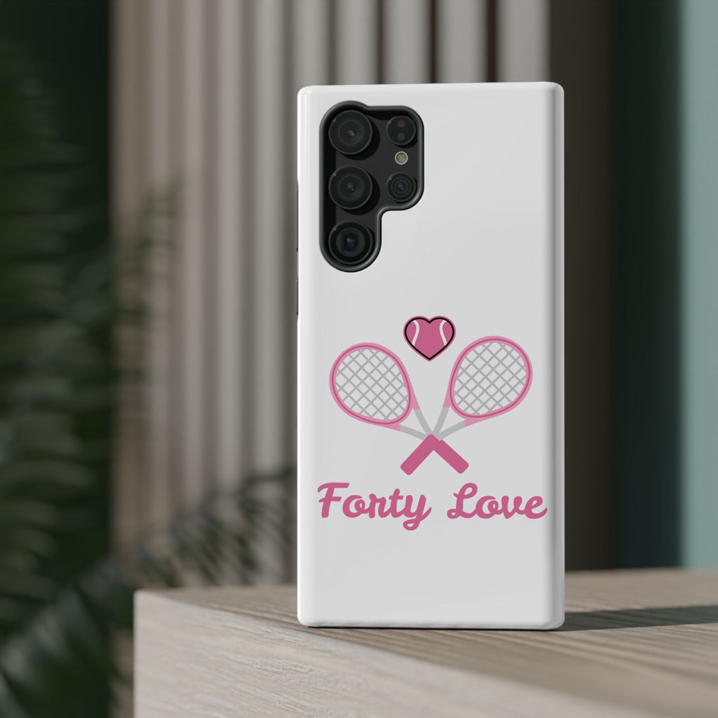 Tennis Impact‑Resistant Phone Case — 'Forty Love', pink/white