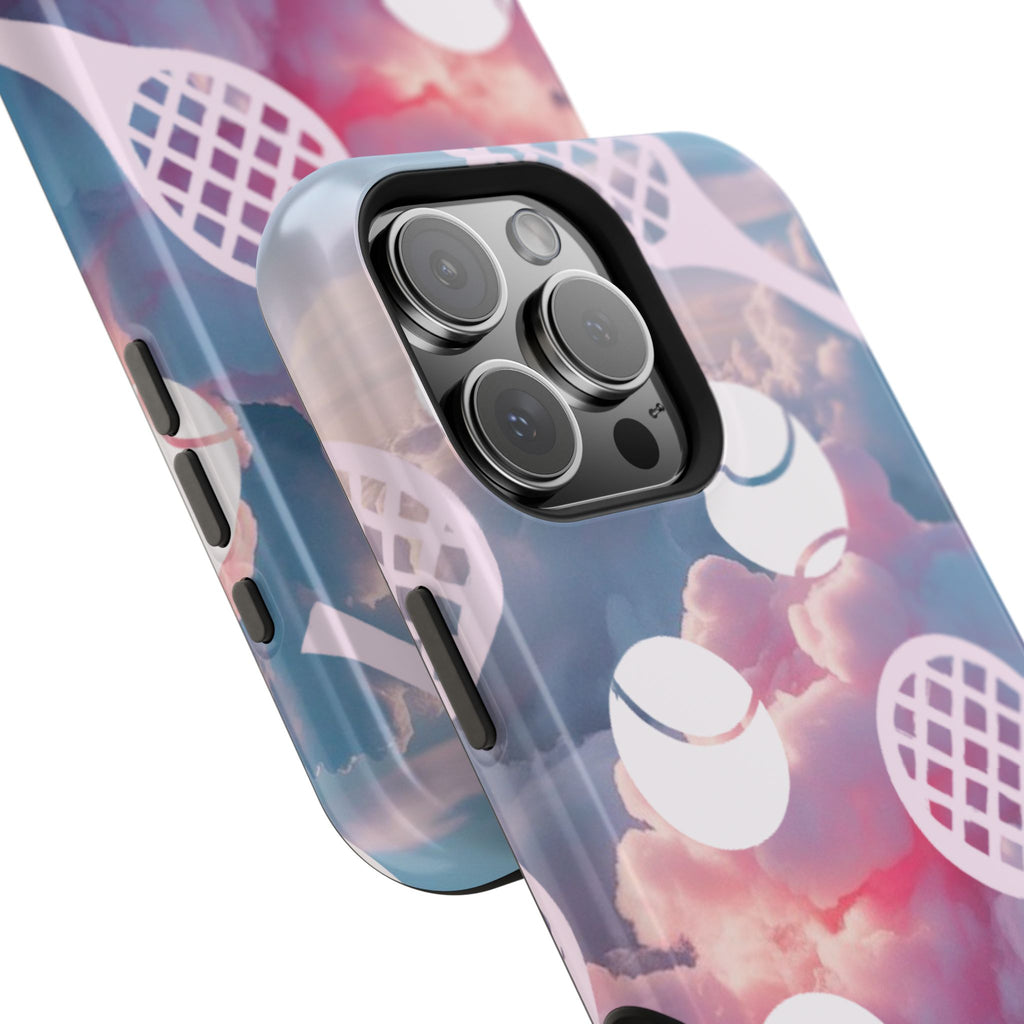 Tennis Impact-Resistant Phone Case — Tennis Rackets & Balls on Cloudscape