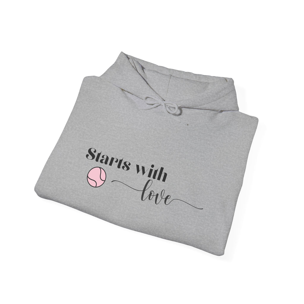 Women's Hoodie Sweatshirt- 'Starts with Love' tennis ball, Sports Graphic