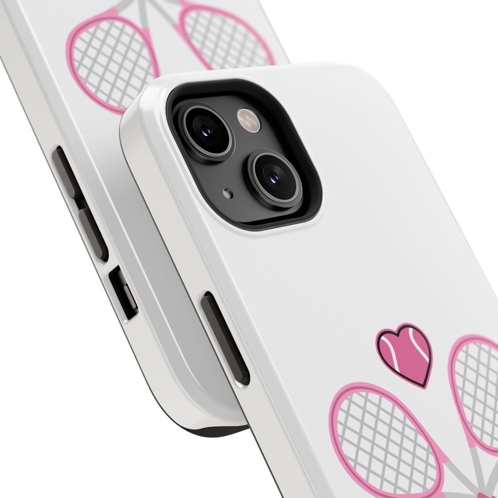 Tennis Impact‑Resistant Phone Case — 'Forty Love', pink/white