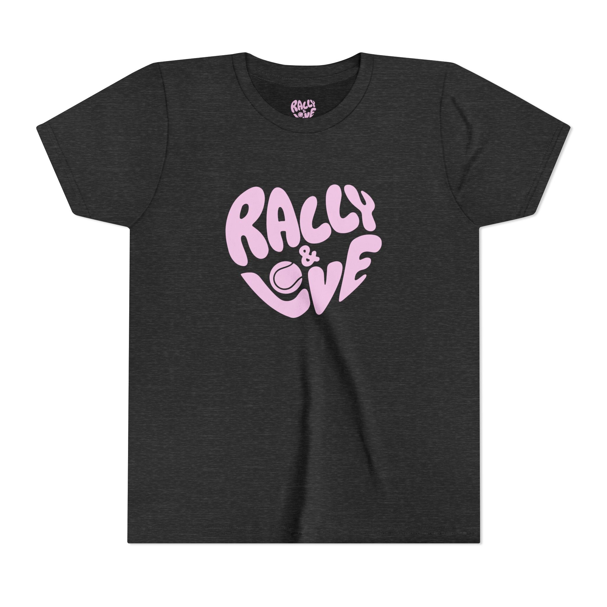 Girl's Junior Tee — 'Rally & Love' Heart logo T-Shirt (pink)