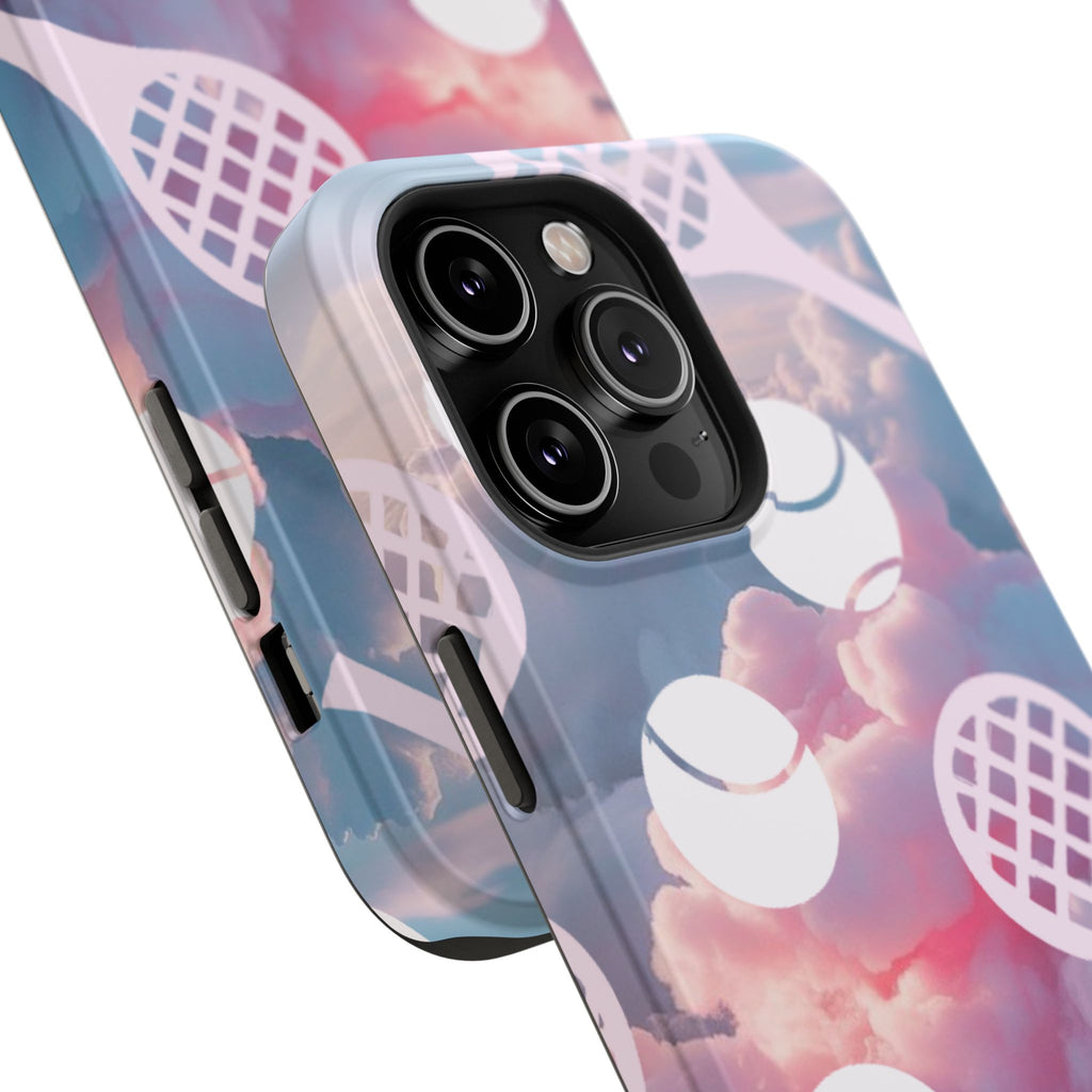 Tennis Impact-Resistant Phone Case — Tennis Rackets & Balls on Cloudscape