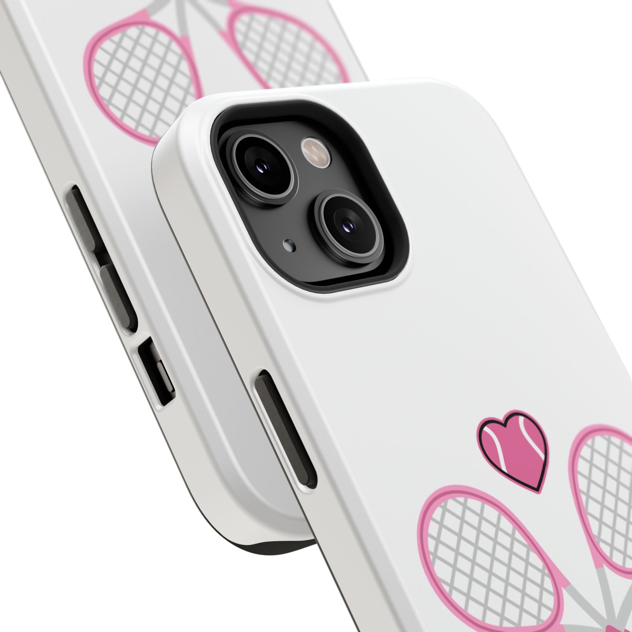 Tennis Impact‑Resistant Phone Case — 'Forty Love', pink/white