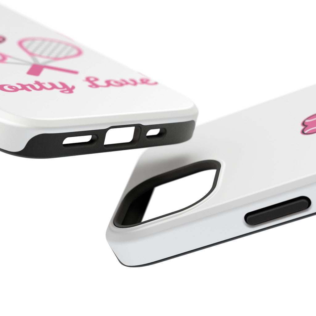 Tennis Impact‑Resistant Phone Case — 'Forty Love', pink/white