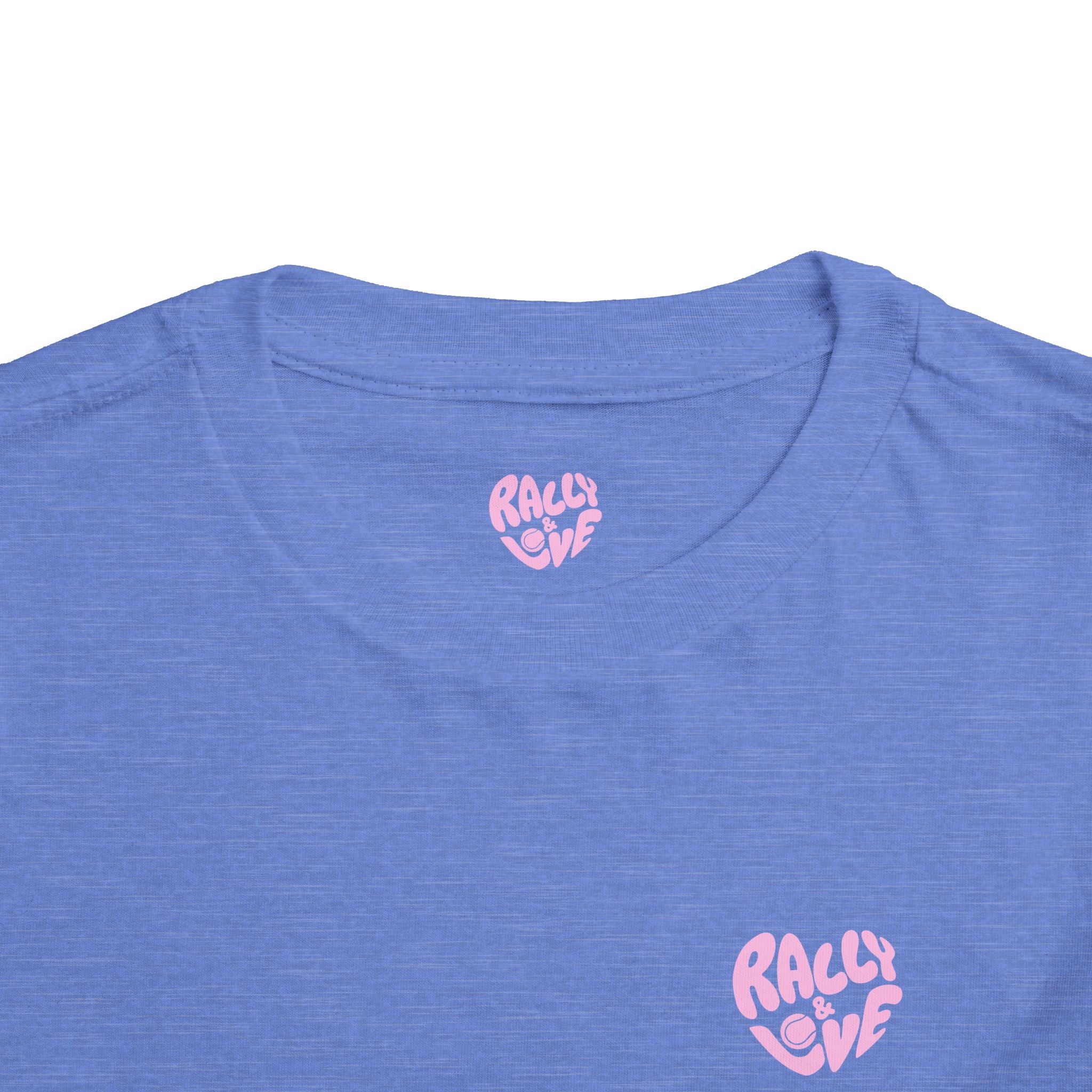 Girl's Toddler Junior Tee — 'Rally & Love' Heart Graphic Kids T-Shirt (bubblegum pink)