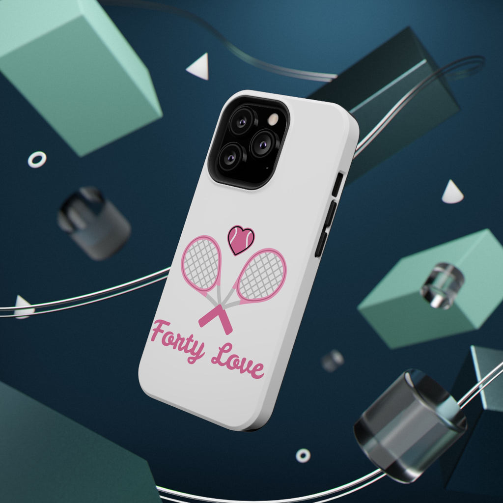 Tennis Impact‑Resistant Phone Case — 'Forty Love', pink/white