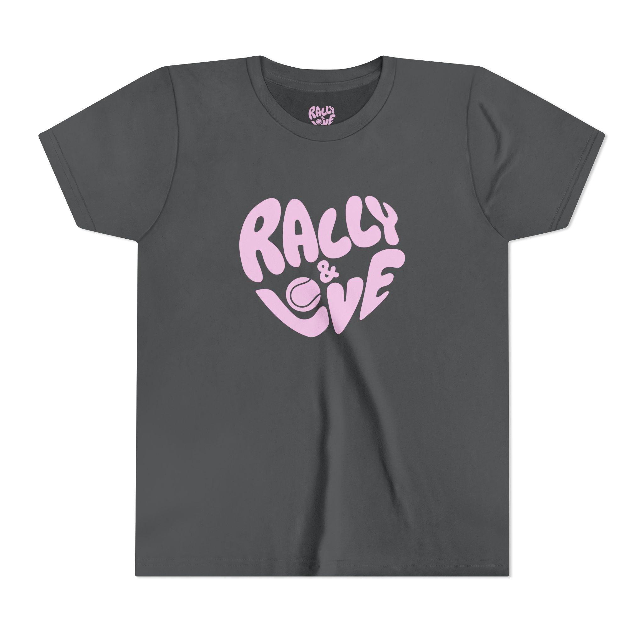 Girl's Junior Tee — 'Rally & Love' Heart logo T-Shirt (pink)
