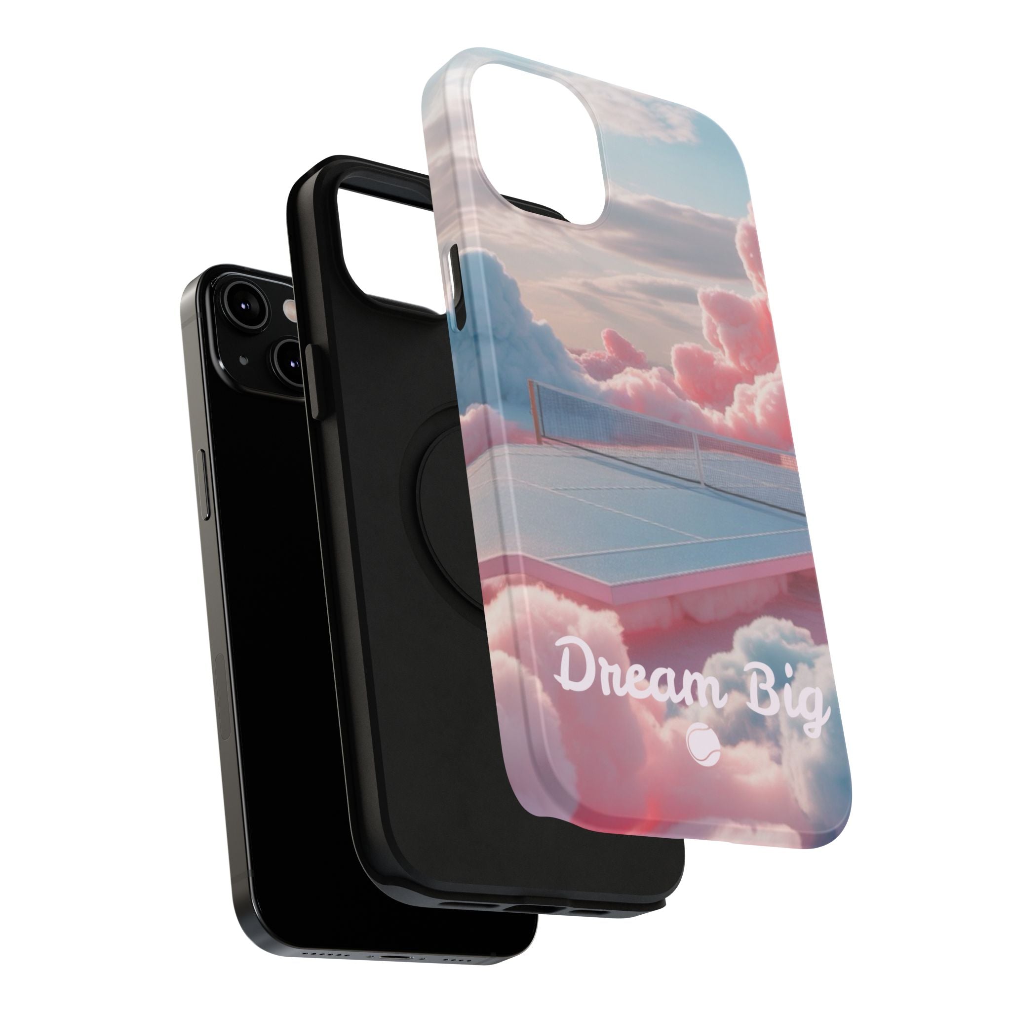 Tennis Impact-Resistant Phone Case — 'Dream Big' Pastel Cloud Tennis Court