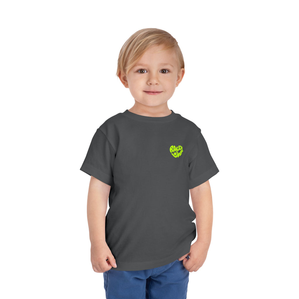 Boy Toddler Junior's Tee — 'Rally & Love' Heart Graphic T-Shirt (neon)