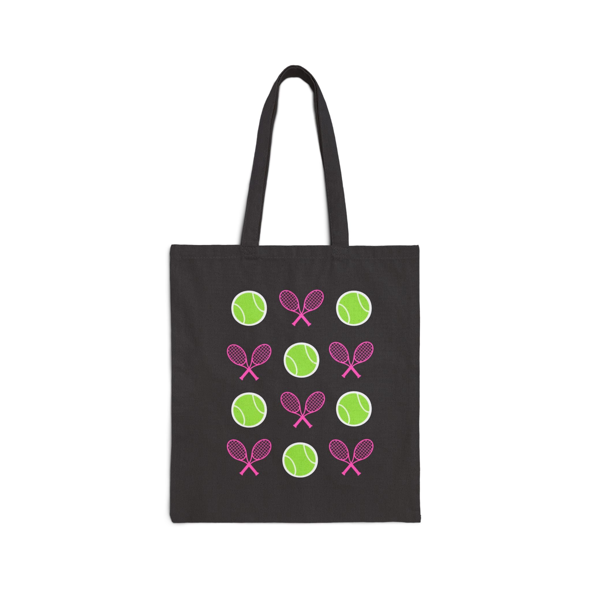 Tote Bag — Pink Tennis Rackets & Green Tennis Balls Canvas Tote