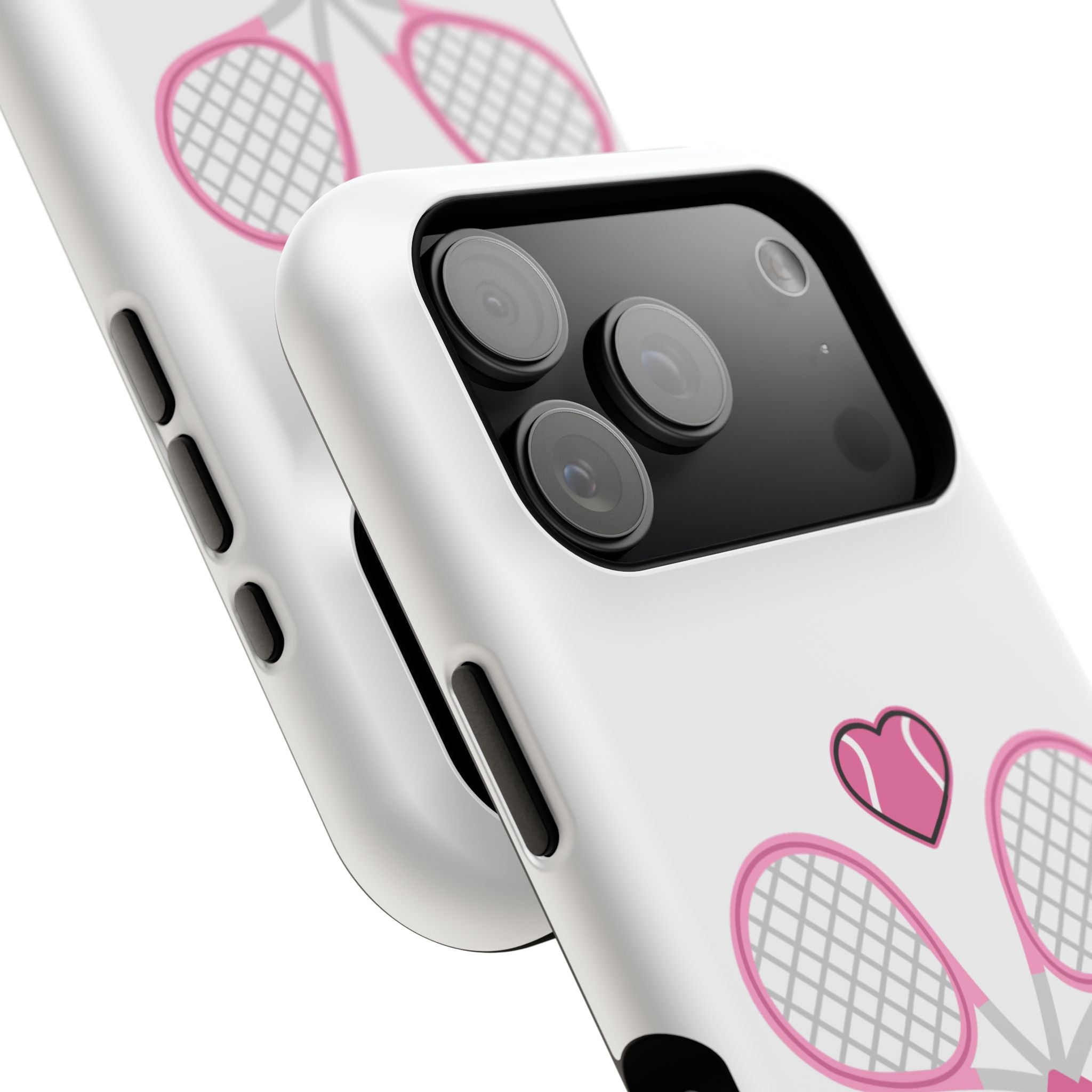 Tennis Impact‑Resistant Phone Case — 'Forty Love', pink/white