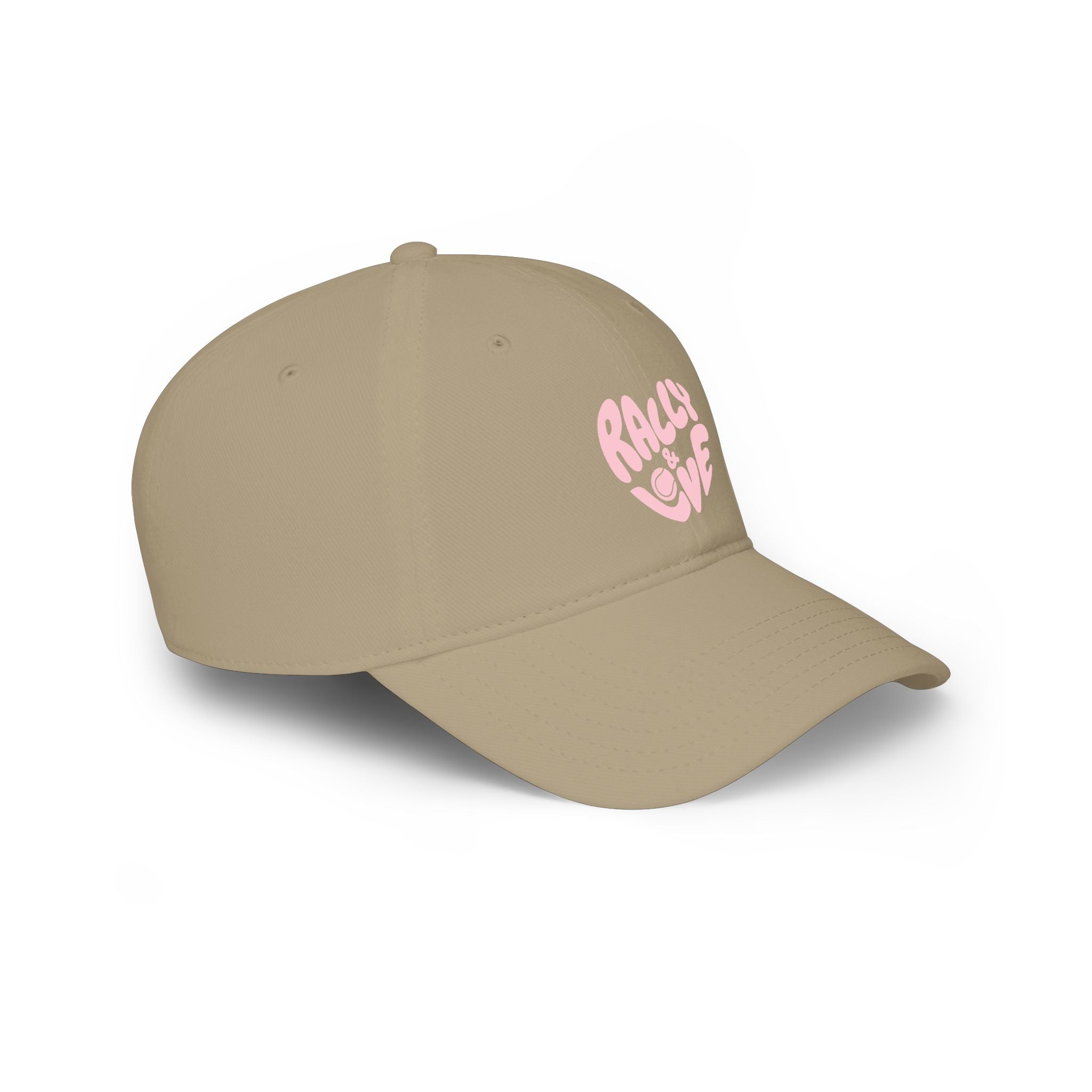 Women's Baseball Cap — "Rally & Love" Pink Logo, Graphic Low Profile Hat