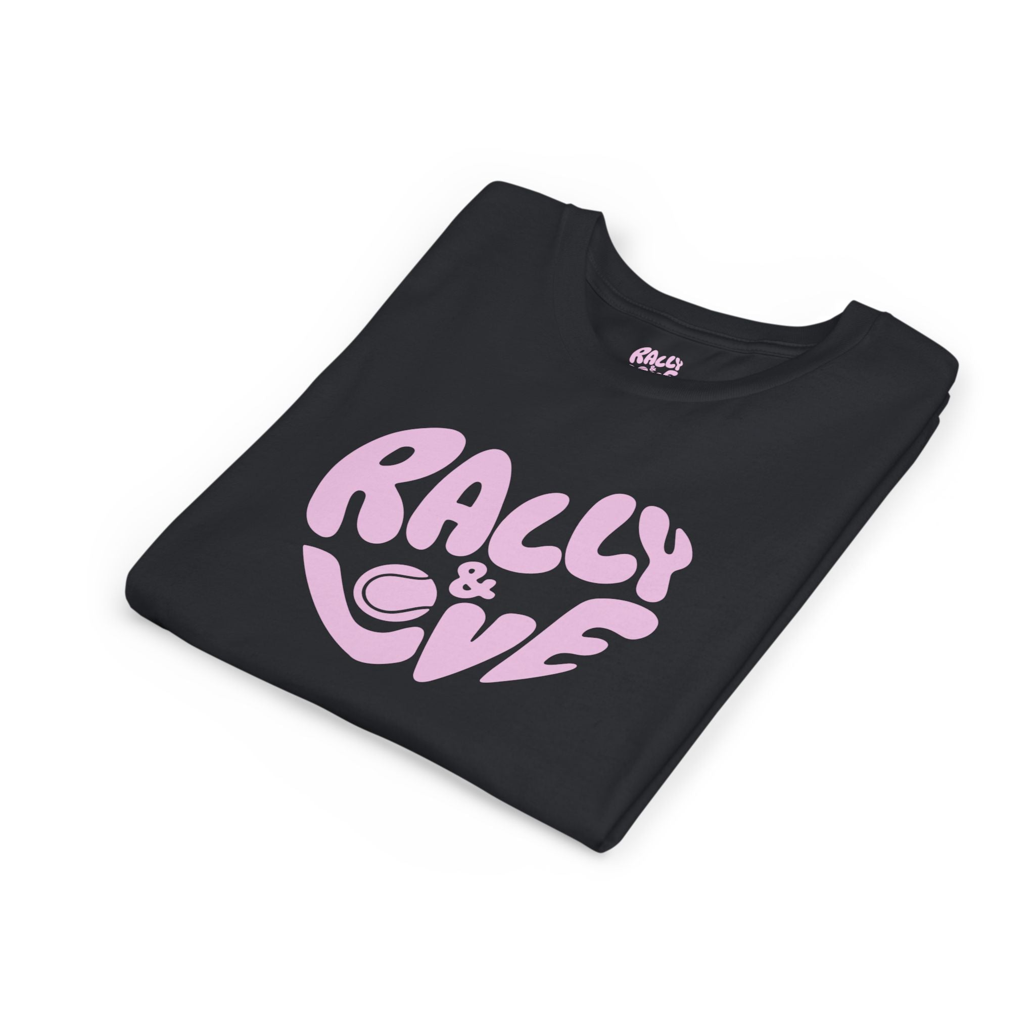 Girl's Junior Tee — 'Rally & Love' Heart logo T-Shirt (pink)