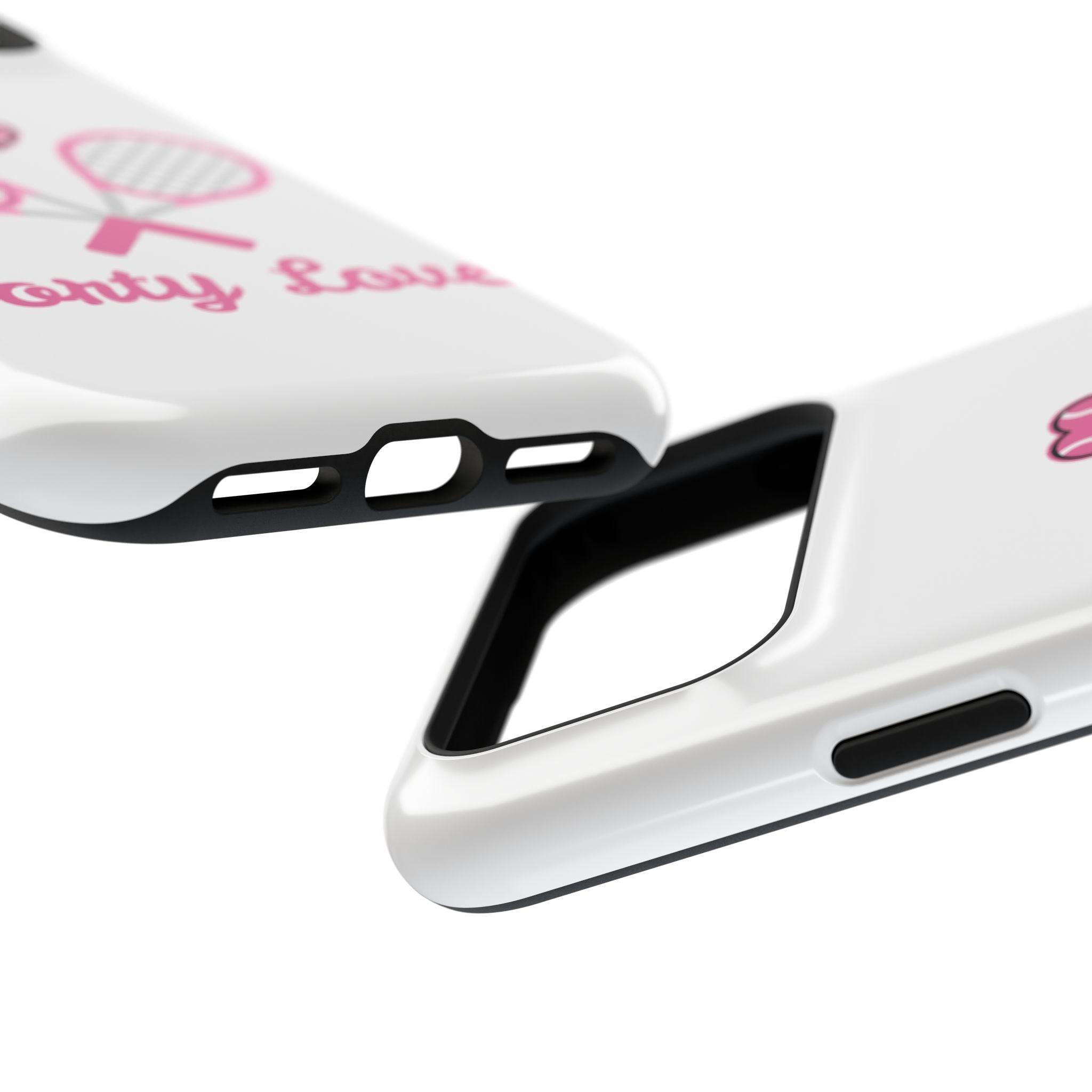 Tennis Impact‑Resistant Phone Case — 'Forty Love', pink/white
