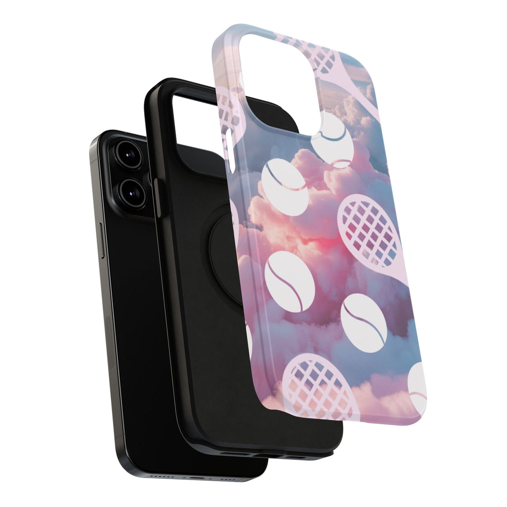 Tennis Impact-Resistant Phone Case — Tennis Rackets & Balls on Cloudscape
