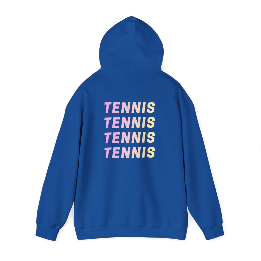 Women's Hoodie Sweatshirt — Ombre 'TENNIS' Repeating Back Print