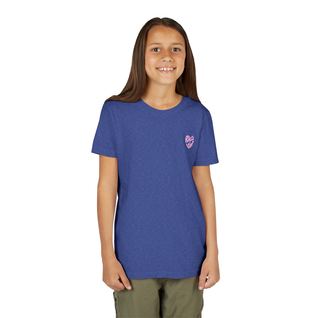 Girl's Junior Tee — 'Rally & Love' Heart Graphic Kids T-Shirt (bubblegum pink)