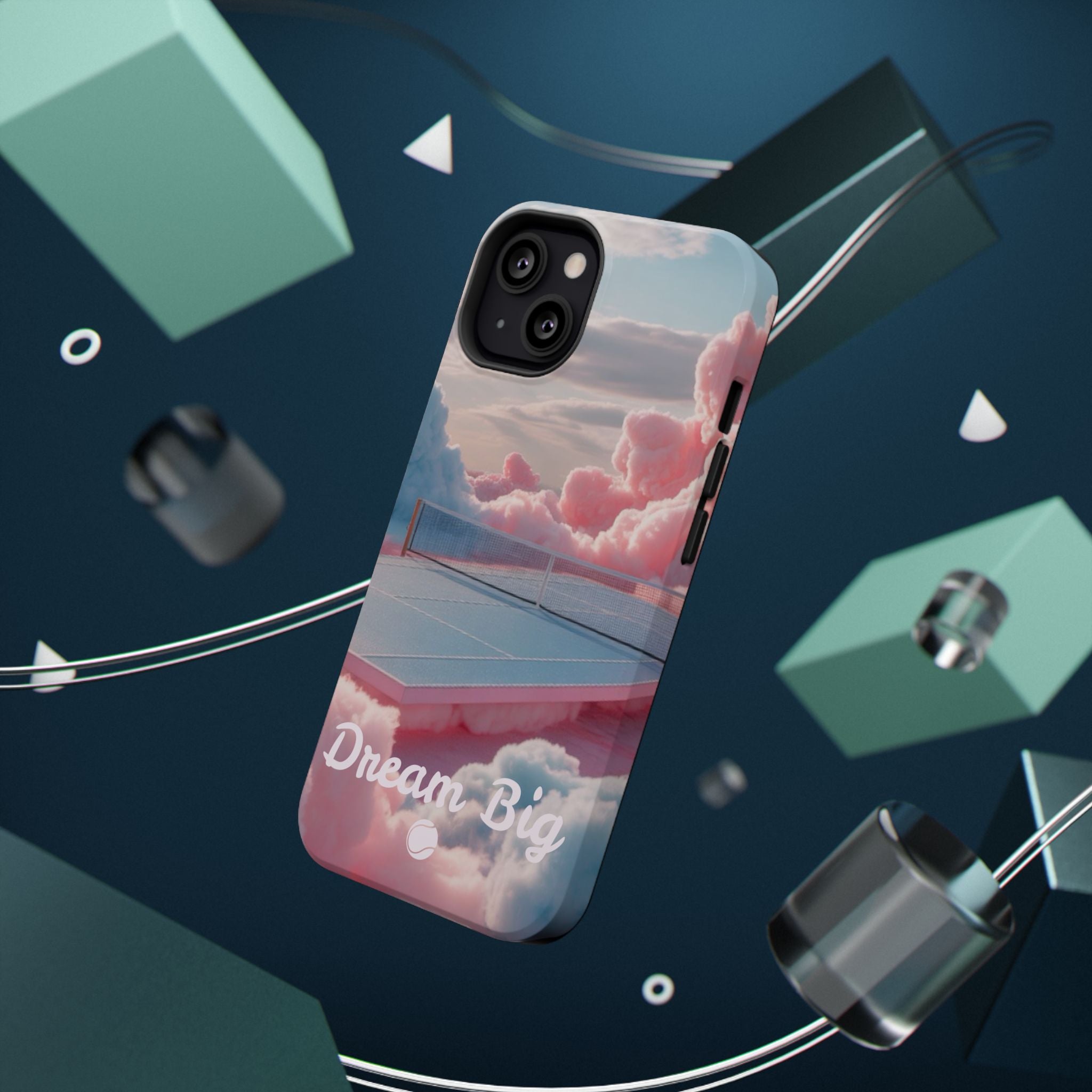 Tennis Impact-Resistant Phone Case — 'Dream Big' Pastel Cloud Tennis Court