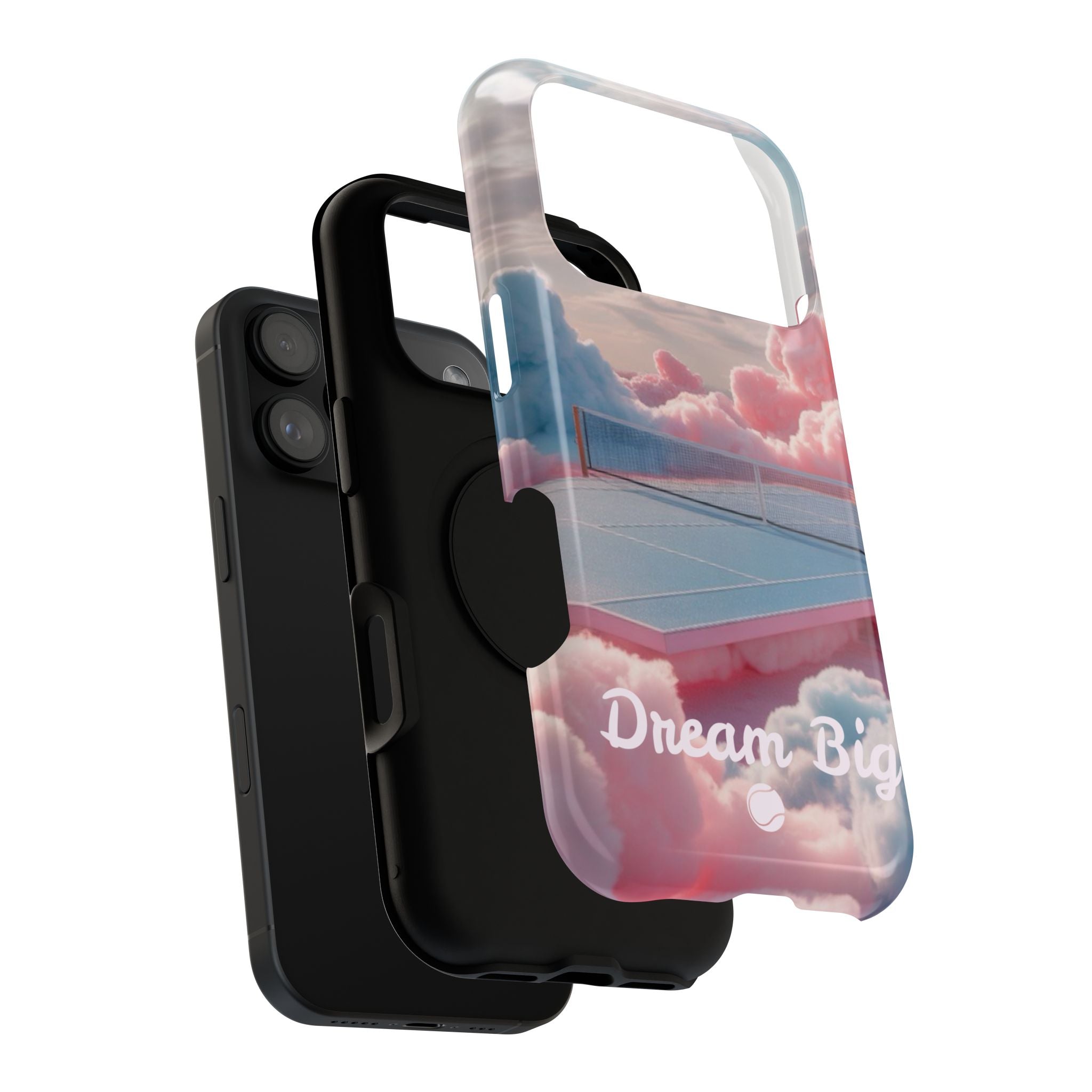 Tennis Impact-Resistant Phone Case — 'Dream Big' Pastel Cloud Tennis Court