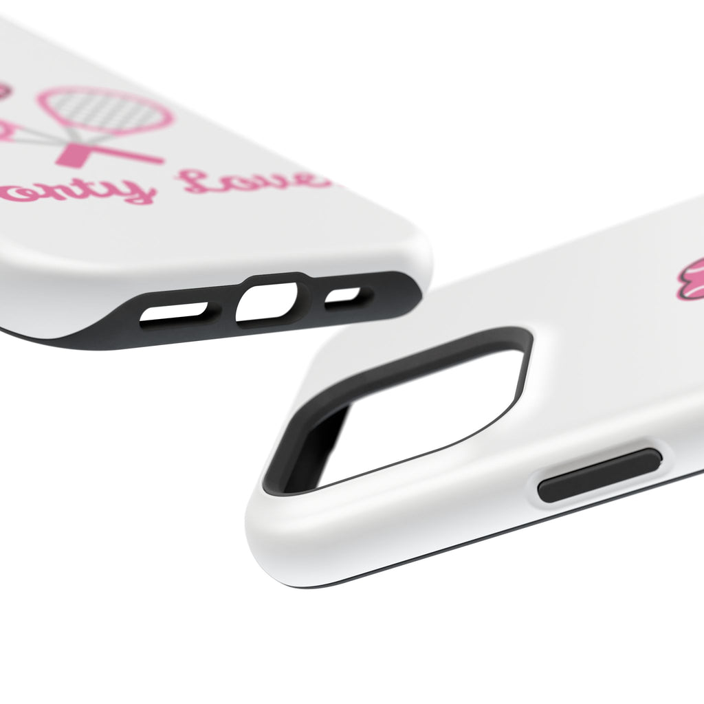Tennis Impact‑Resistant Phone Case — 'Forty Love', pink/white