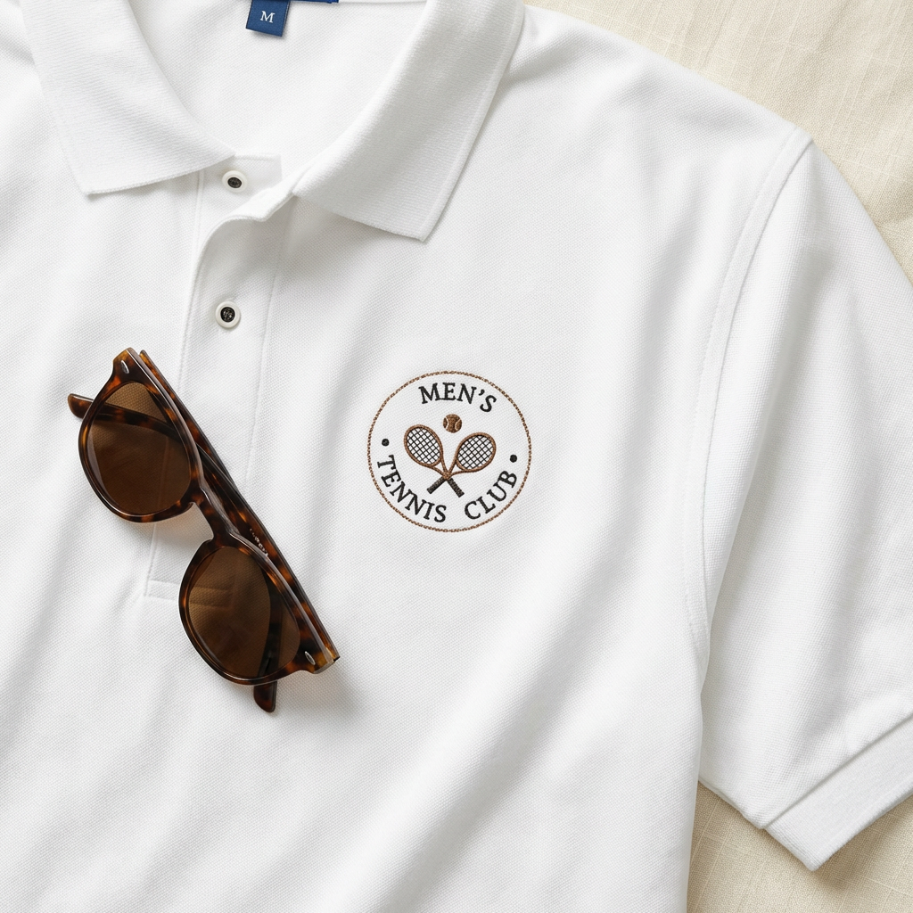Men's Polo Shirt — 'Men's Tennis Club' Chest Logo (Embroidered)
