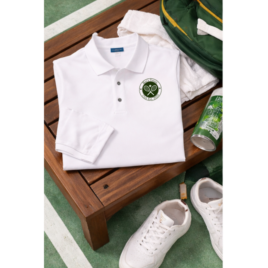 Men's Tennis Polo - 'Men's Tennis Club' Embroidered Crest Polo