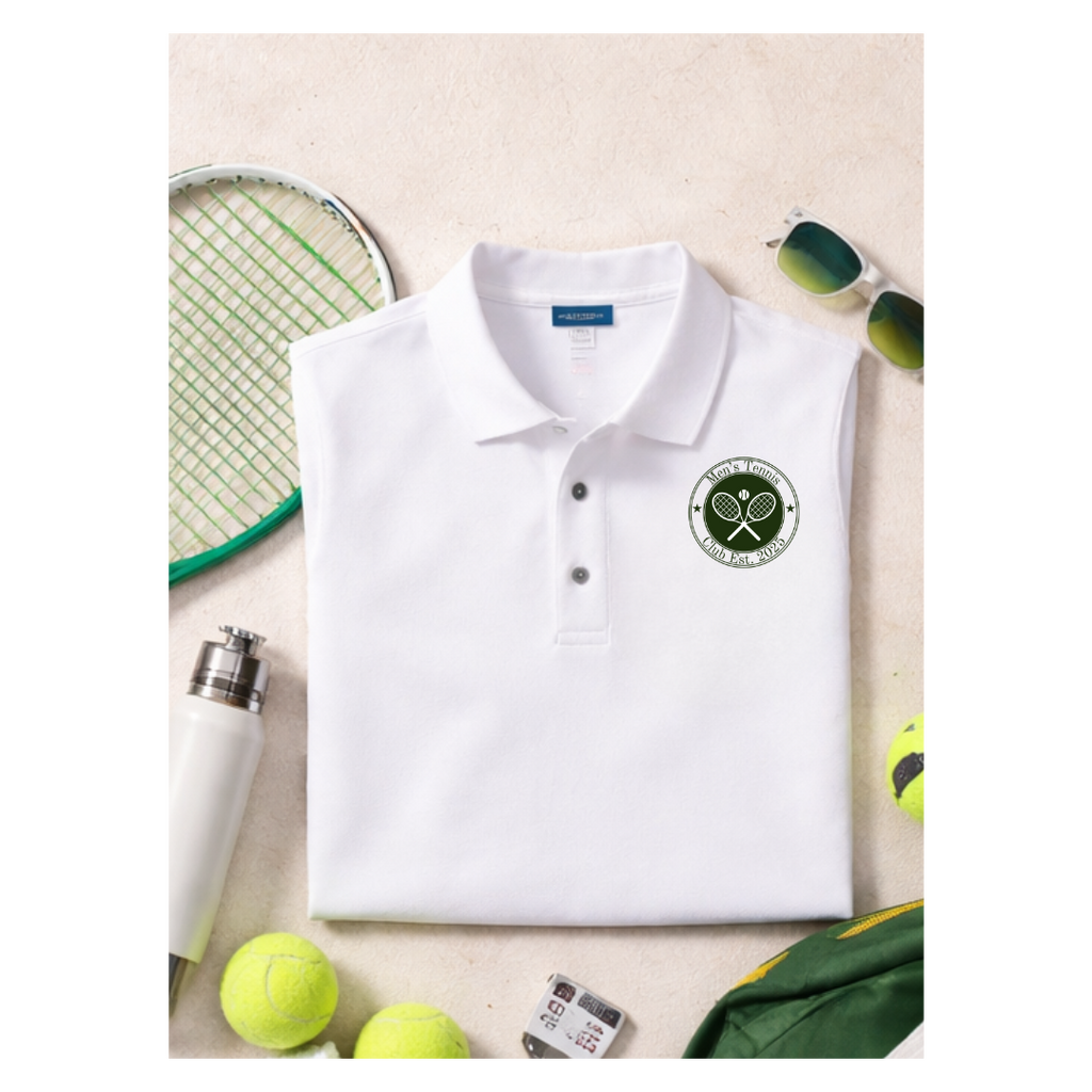 Men's Tennis Polo - 'Men's Tennis Club' Embroidered Crest Polo