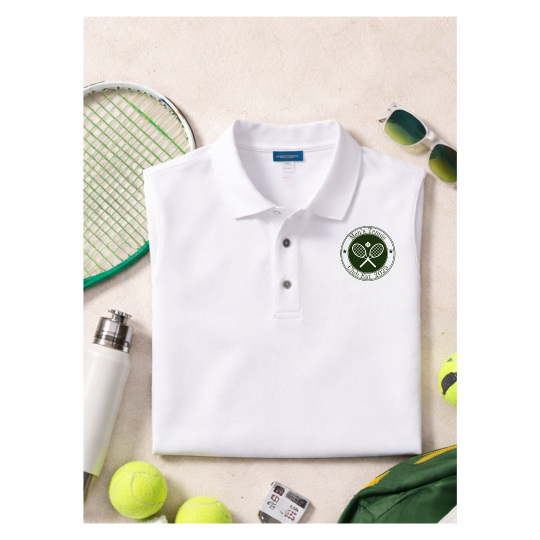 Men's Tennis Polo - 'Men's Tennis Club' Embroidered Crest Polo