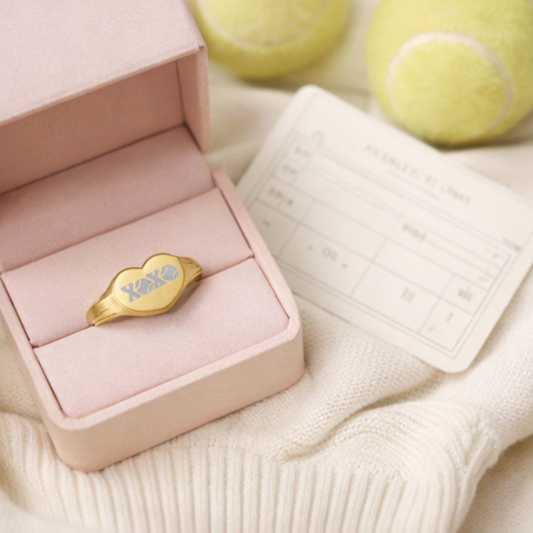 Heart Signet Ring — Gold Stainless Steel Engraved “XOXO”