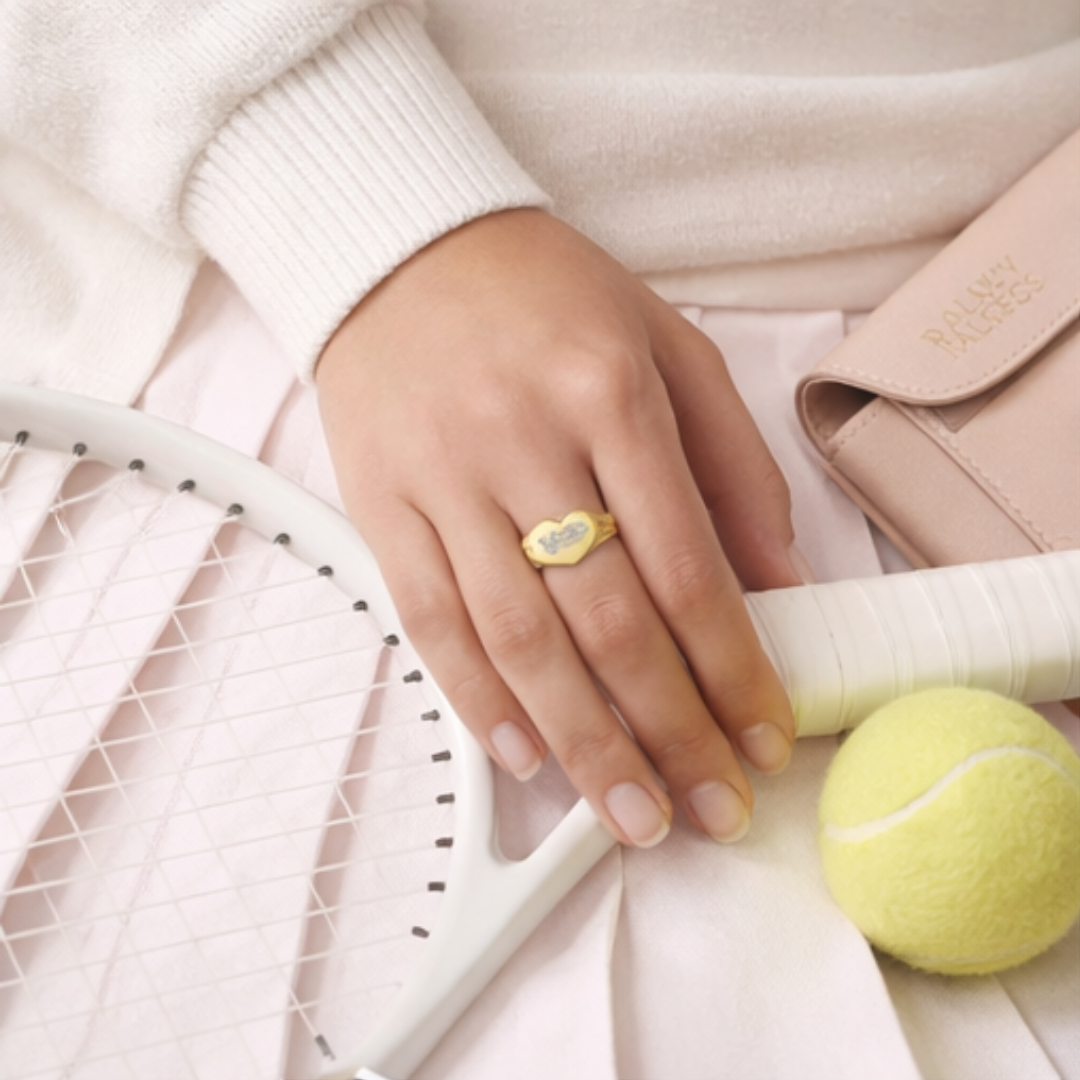 Heart Signet Ring — Gold Stainless Steel Engraved “XOXO”