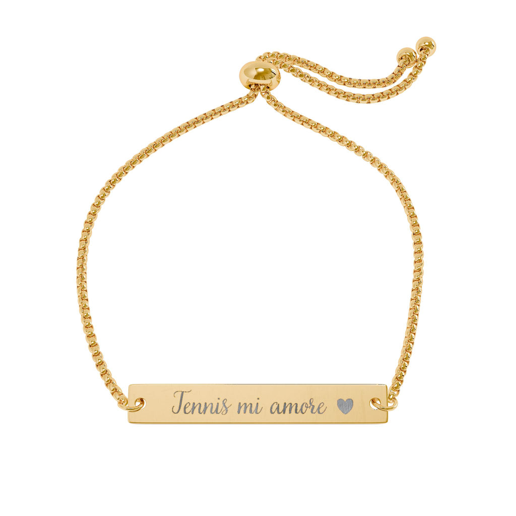 Engravable Adjustable Bar Bracelet — Tennis mi amore/Heart