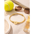Engraved Heart Cuff Bracelet — Racket/balls Cable Wire Bangle