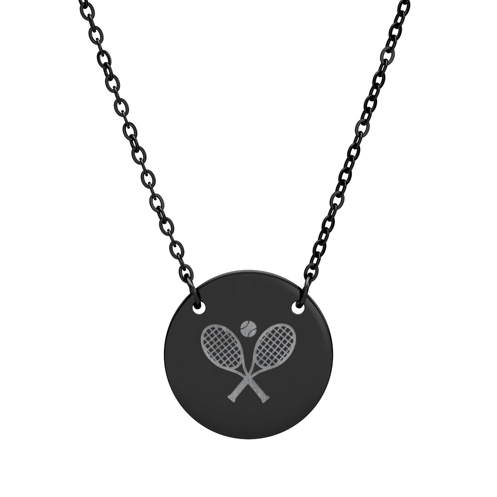 Tennis Racket/Ball Necklace — Engraved Sports Pendant Gift