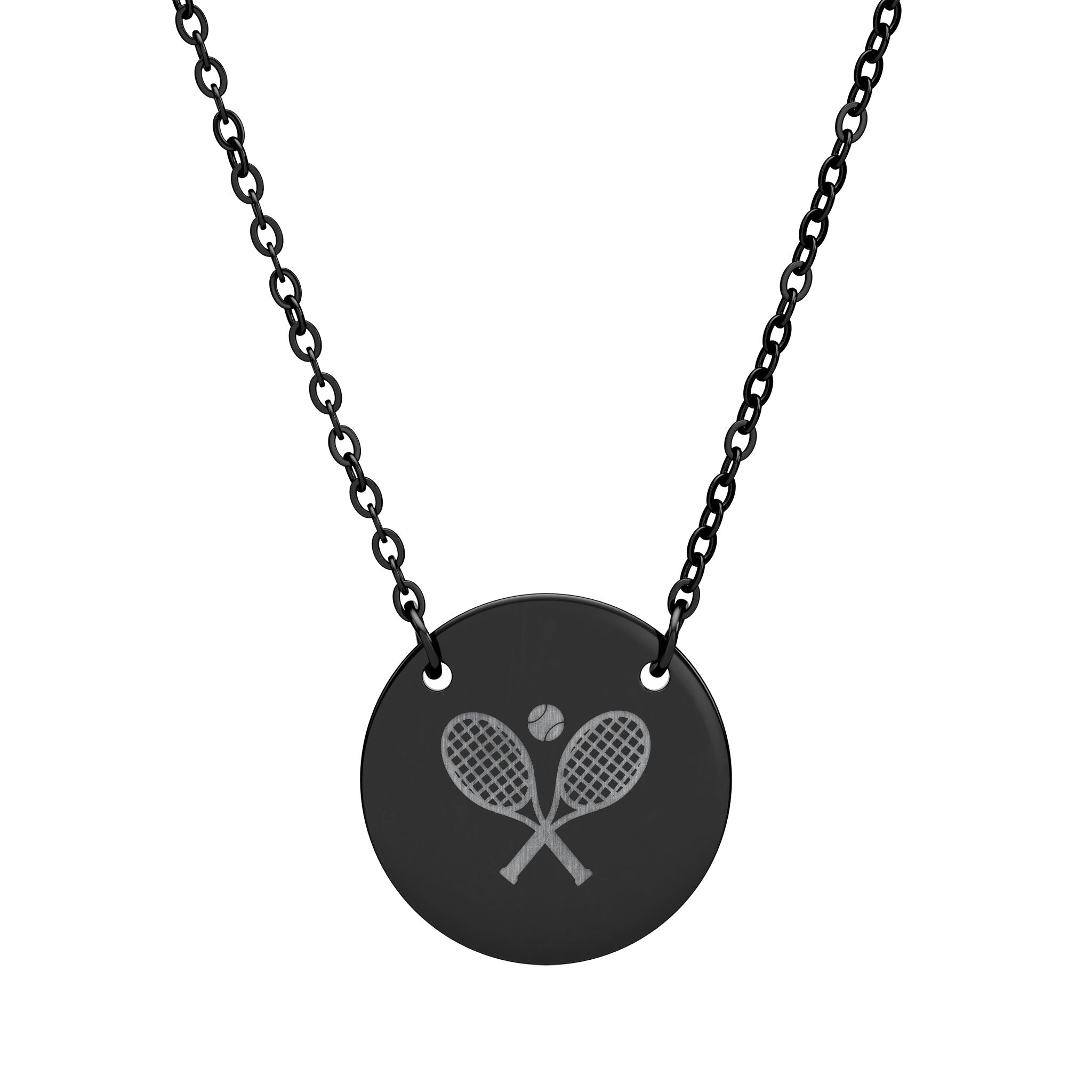 Tennis Racket/Ball Necklace — Engraved Sports Pendant Gift